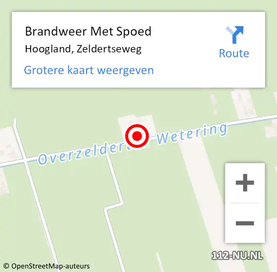 Locatie op kaart van de 112 melding: Brandweer Met Spoed Naar Hoogland, Zeldertseweg op 18 april 2022 20:27