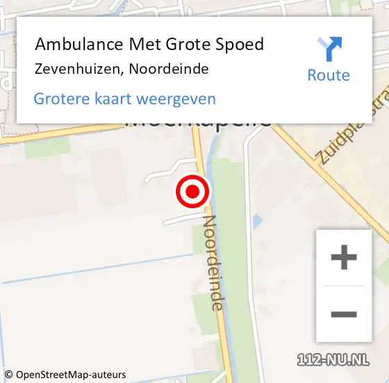 Locatie op kaart van de 112 melding: Ambulance Met Grote Spoed Naar Zevenhuizen, Noordeinde op 18 april 2022 20:27