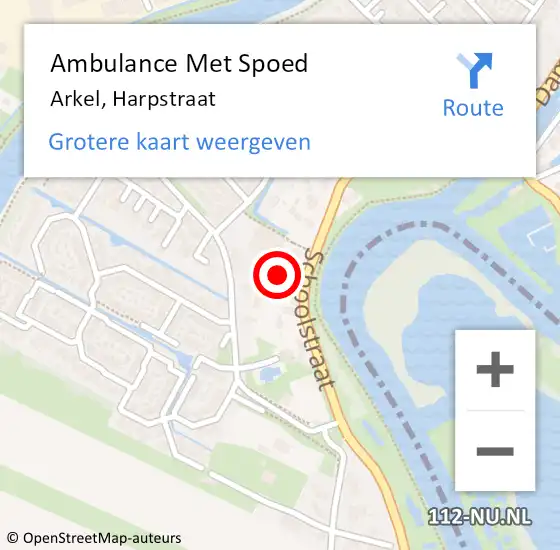 Locatie op kaart van de 112 melding: Ambulance Met Spoed Naar Arkel, Harpstraat op 18 april 2022 20:27