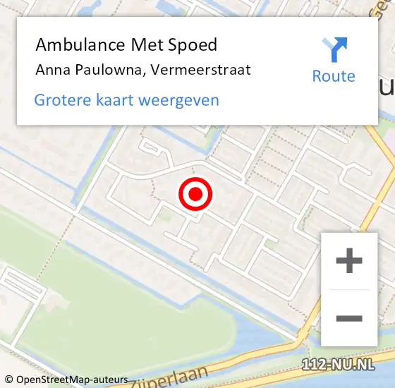 Locatie op kaart van de 112 melding: Ambulance Met Spoed Naar Anna Paulowna, Vermeerstraat op 18 april 2022 20:30