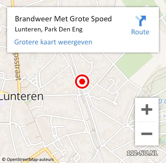 Locatie op kaart van de 112 melding: Brandweer Met Grote Spoed Naar Lunteren, Park Den Eng op 18 april 2022 20:33