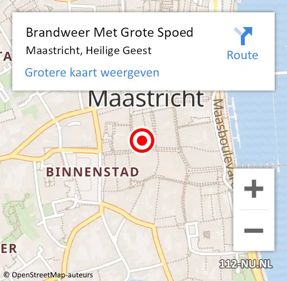 Locatie op kaart van de 112 melding: Brandweer Met Grote Spoed Naar Maastricht, Heilige Geest op 18 april 2022 20:39