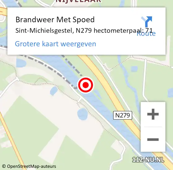 Locatie op kaart van de 112 melding: Brandweer Met Spoed Naar Sint-Michielsgestel, N279 hectometerpaal: 71 op 18 april 2022 20:58