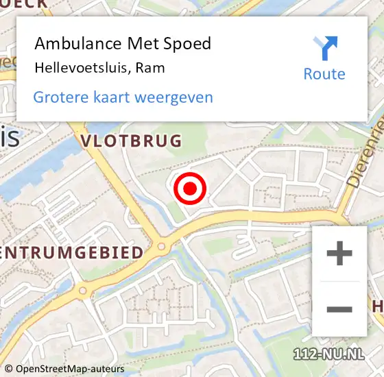 Locatie op kaart van de 112 melding: Ambulance Met Spoed Naar Hellevoetsluis, Ram op 18 april 2022 21:00