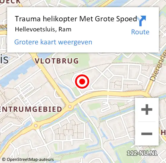 Locatie op kaart van de 112 melding: Trauma helikopter Met Grote Spoed Naar Hellevoetsluis, Ram op 18 april 2022 21:08