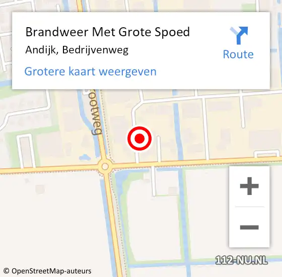 Locatie op kaart van de 112 melding: Brandweer Met Grote Spoed Naar Andijk, Bedrijvenweg op 18 april 2022 21:14