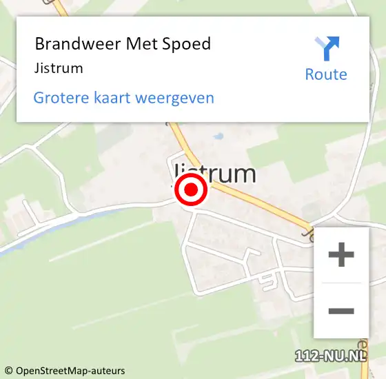 Locatie op kaart van de 112 melding: Brandweer Met Spoed Naar Jistrum op 18 april 2022 21:20