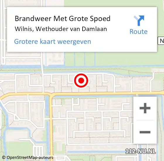 Locatie op kaart van de 112 melding: Brandweer Met Grote Spoed Naar Wilnis, Wethouder van Damlaan op 18 april 2022 21:23