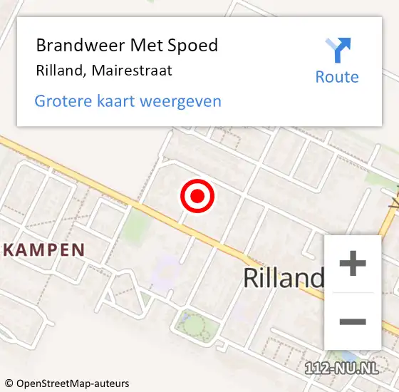 Locatie op kaart van de 112 melding: Brandweer Met Spoed Naar Rilland, Mairestraat op 18 april 2022 21:26