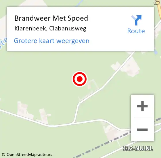 Locatie op kaart van de 112 melding: Brandweer Met Spoed Naar Klarenbeek, Clabanusweg op 18 april 2022 21:39