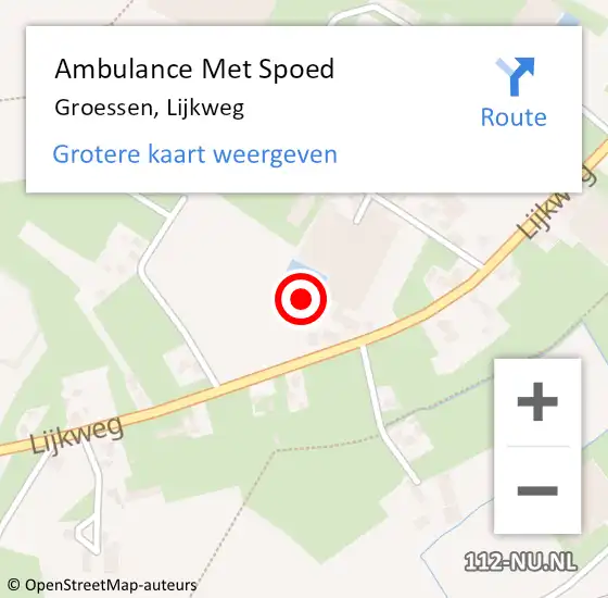 Locatie op kaart van de 112 melding: Ambulance Met Spoed Naar Groessen, Lijkweg op 18 april 2022 21:45