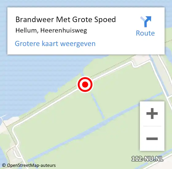 Locatie op kaart van de 112 melding: Brandweer Met Grote Spoed Naar Hellum, Heerenhuisweg op 18 april 2022 21:51