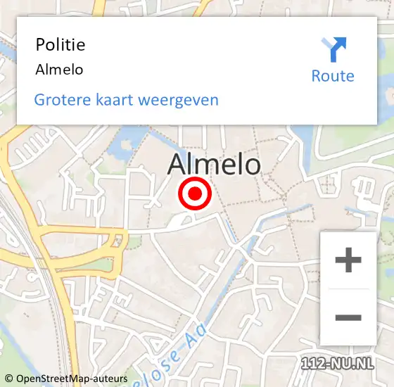 Locatie op kaart van de 112 melding: Politie Almelo op 18 april 2022 22:18