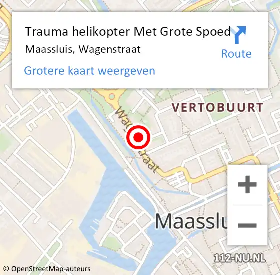 Locatie op kaart van de 112 melding: Trauma helikopter Met Grote Spoed Naar Maassluis, Wagenstraat op 18 april 2022 22:19