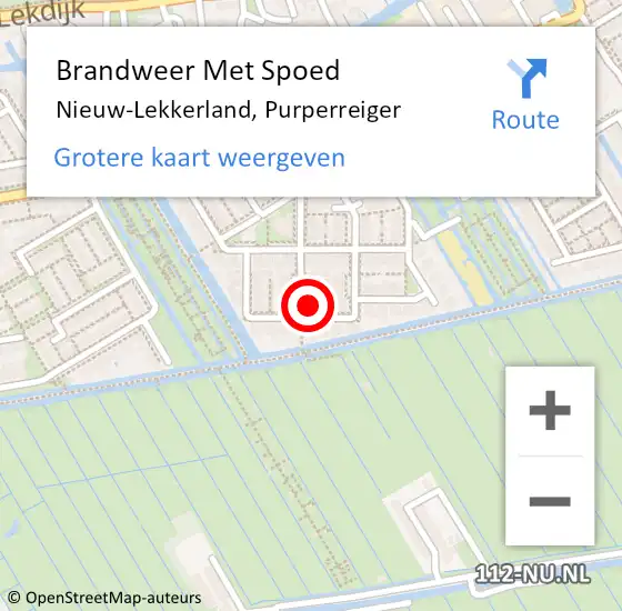 Locatie op kaart van de 112 melding: Brandweer Met Spoed Naar Nieuw-Lekkerland, Purperreiger op 18 april 2022 22:33