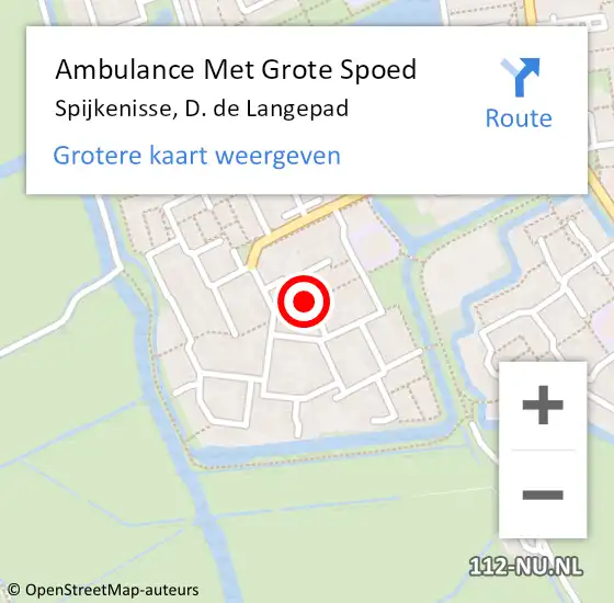 Locatie op kaart van de 112 melding: Ambulance Met Grote Spoed Naar Spijkenisse, D. de Langepad op 18 april 2022 22:36