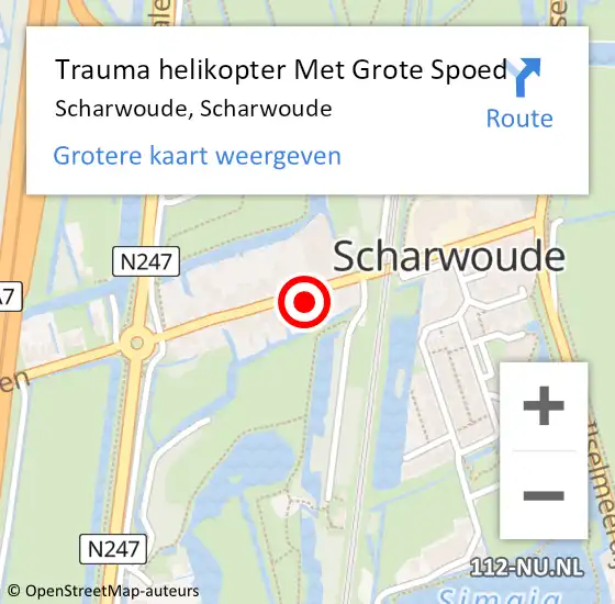 Locatie op kaart van de 112 melding: Trauma helikopter Met Grote Spoed Naar Scharwoude, Scharwoude op 18 april 2022 22:39