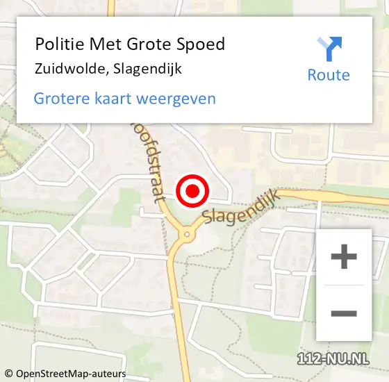 Locatie op kaart van de 112 melding: Politie Met Grote Spoed Naar Zuidwolde, Slagendijk op 18 april 2022 23:30