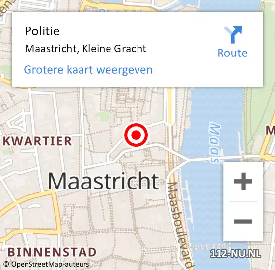 Locatie op kaart van de 112 melding: Politie Maastricht, Kleine Gracht op 18 april 2022 23:43