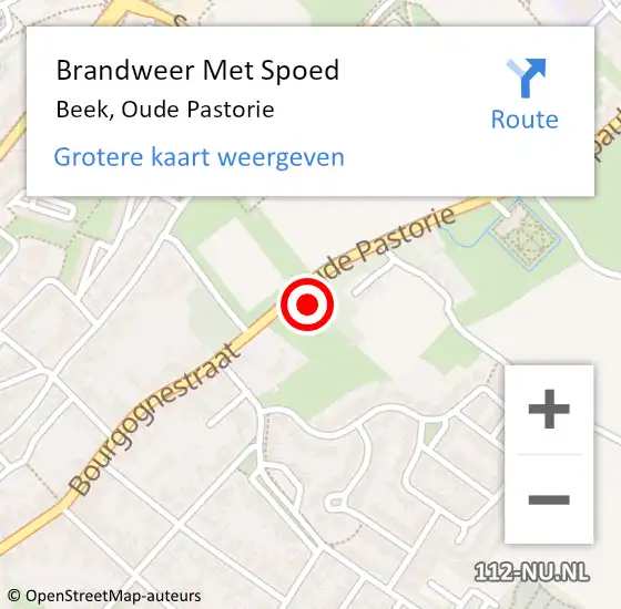 Locatie op kaart van de 112 melding: Brandweer Met Spoed Naar Beek, Oude Pastorie op 18 april 2022 23:44