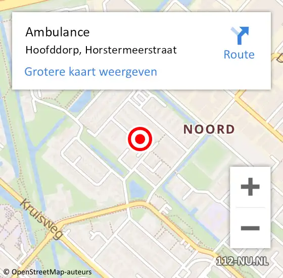 Locatie op kaart van de 112 melding: Ambulance Hoofddorp, Horstermeerstraat op 18 april 2022 23:59