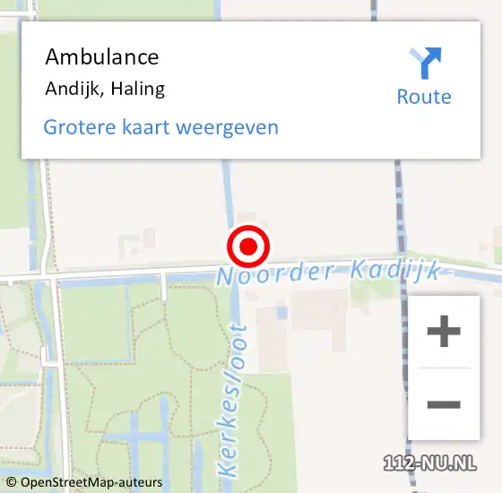 Locatie op kaart van de 112 melding: Ambulance Andijk, Haling op 19 april 2022 00:07