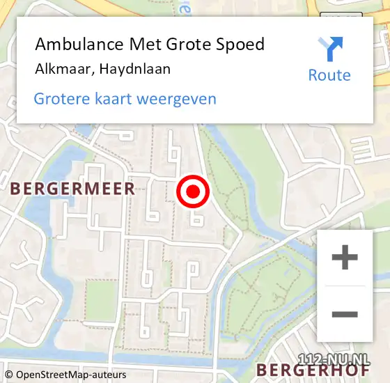 Locatie op kaart van de 112 melding: Ambulance Met Grote Spoed Naar Alkmaar, Haydnlaan op 19 april 2022 00:09