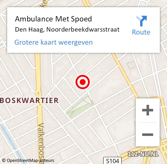 Locatie op kaart van de 112 melding: Ambulance Met Spoed Naar Den Haag, Noorderbeekdwarsstraat op 19 april 2022 00:21