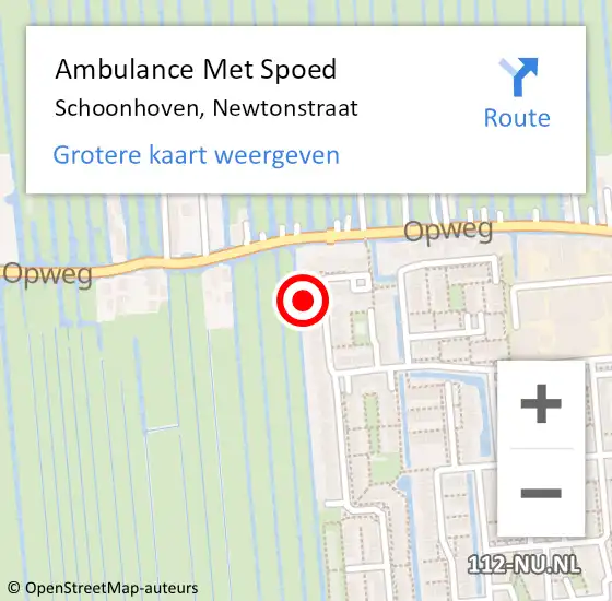 Locatie op kaart van de 112 melding: Ambulance Met Spoed Naar Schoonhoven, Newtonstraat op 19 april 2022 00:50