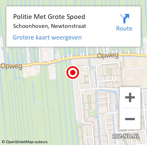 Locatie op kaart van de 112 melding: Politie Met Grote Spoed Naar Schoonhoven, Newtonstraat op 19 april 2022 00:50