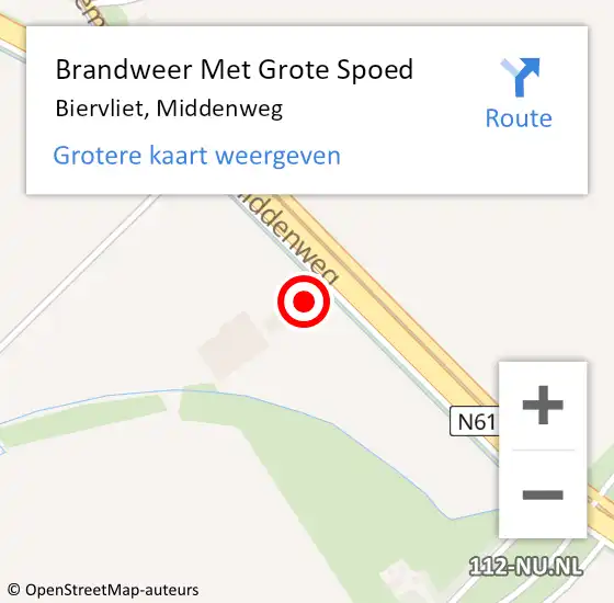 Locatie op kaart van de 112 melding: Brandweer Met Grote Spoed Naar Biervliet, Middenweg op 19 april 2022 01:02