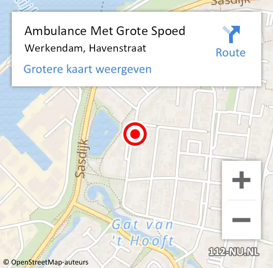 Locatie op kaart van de 112 melding: Ambulance Met Grote Spoed Naar Werkendam, Havenstraat op 19 april 2022 01:02