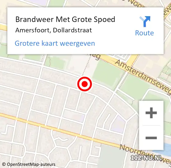 Locatie op kaart van de 112 melding: Brandweer Met Grote Spoed Naar Amersfoort, Dollardstraat op 19 april 2022 01:30