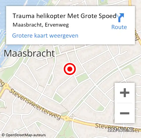 Locatie op kaart van de 112 melding: Trauma helikopter Met Grote Spoed Naar Maasbracht, Ervenweg op 19 april 2022 01:33