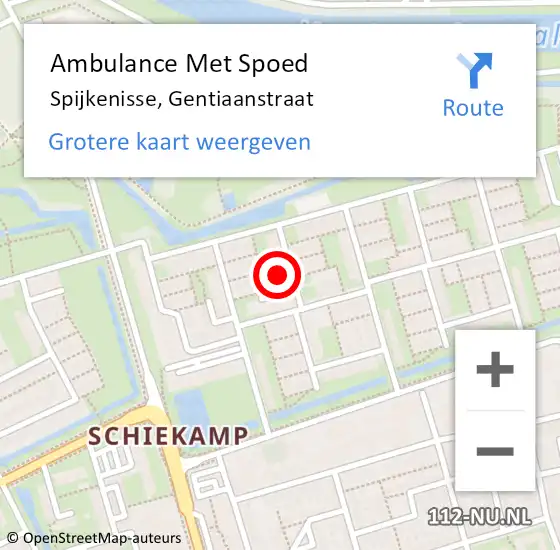 Locatie op kaart van de 112 melding: Ambulance Met Spoed Naar Spijkenisse, Gentiaanstraat op 19 april 2022 01:52