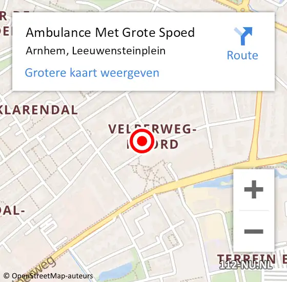 Locatie op kaart van de 112 melding: Ambulance Met Grote Spoed Naar Arnhem, Leeuwensteinplein op 19 april 2022 01:53