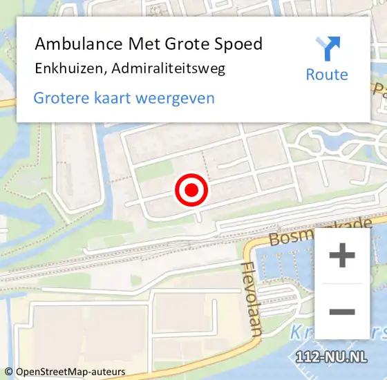 Locatie op kaart van de 112 melding: Ambulance Met Grote Spoed Naar Enkhuizen, Admiraliteitsweg op 19 april 2022 02:03
