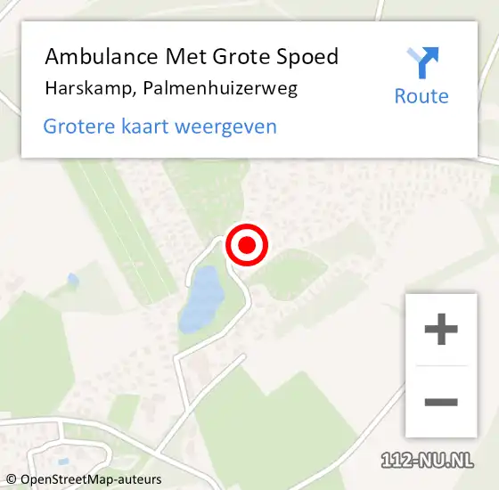 Locatie op kaart van de 112 melding: Ambulance Met Grote Spoed Naar Harskamp, Palmenhuizerweg op 19 april 2022 02:24