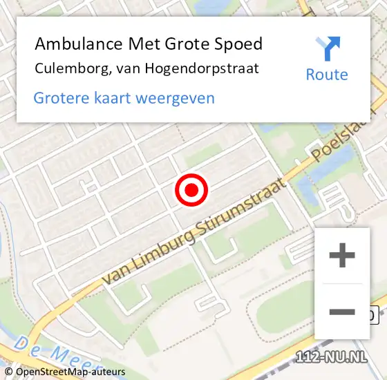 Locatie op kaart van de 112 melding: Ambulance Met Grote Spoed Naar Culemborg, van Hogendorpstraat op 19 april 2022 02:44