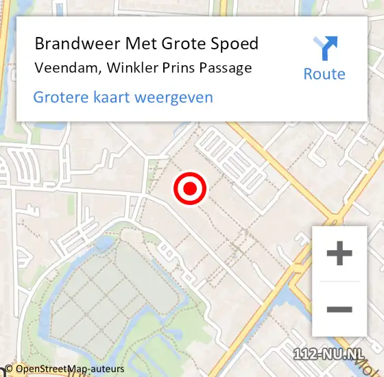 Locatie op kaart van de 112 melding: Brandweer Met Grote Spoed Naar Veendam, Winkler Prins Passage op 19 april 2022 04:10