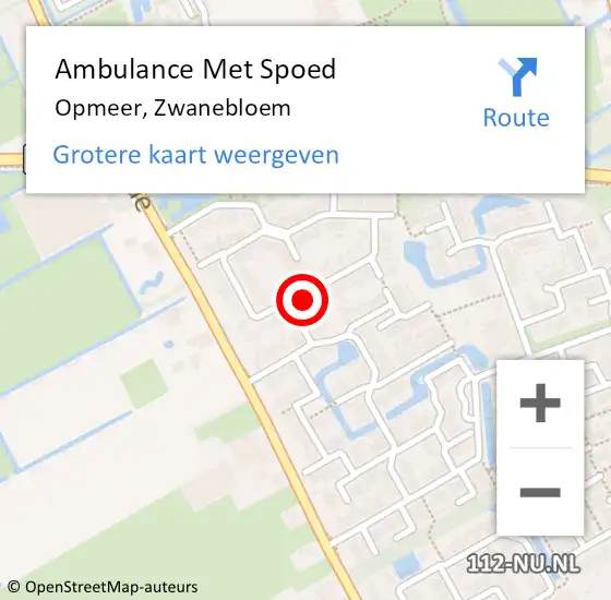 Locatie op kaart van de 112 melding: Ambulance Met Spoed Naar Opmeer, Zwanebloem op 19 april 2022 04:12