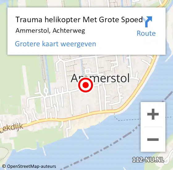 Locatie op kaart van de 112 melding: Trauma helikopter Met Grote Spoed Naar Ammerstol, Achterweg op 19 april 2022 05:01
