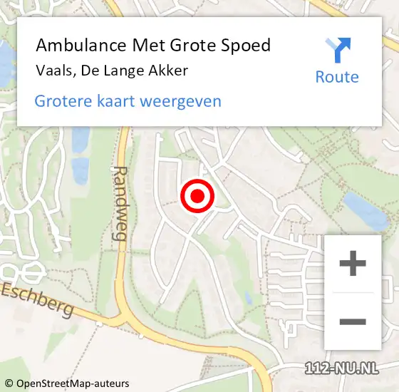 Locatie op kaart van de 112 melding: Ambulance Met Grote Spoed Naar Vaals, De Lange Akker op 14 juli 2014 20:04