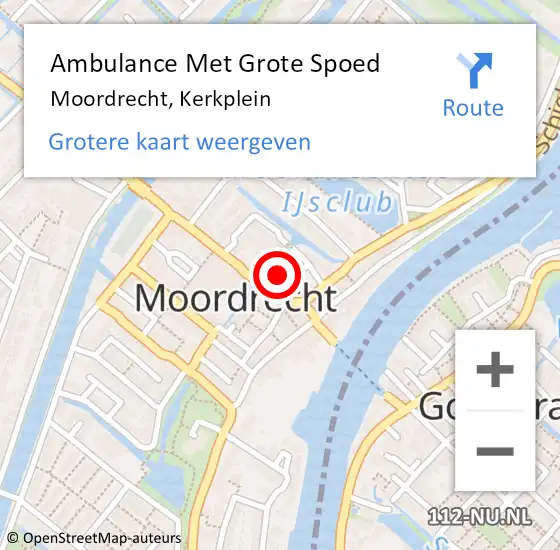 Locatie op kaart van de 112 melding: Ambulance Met Grote Spoed Naar Moordrecht, Kerkplein op 19 april 2022 05:50