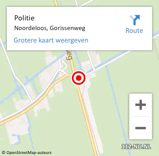 Locatie op kaart van de 112 melding: Politie Noordeloos, Gorissenweg op 19 april 2022 05:58