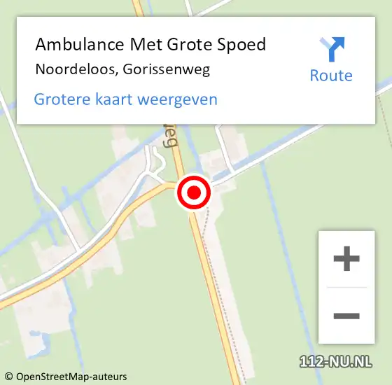 Locatie op kaart van de 112 melding: Ambulance Met Grote Spoed Naar Noordeloos, Gorissenweg op 19 april 2022 05:59