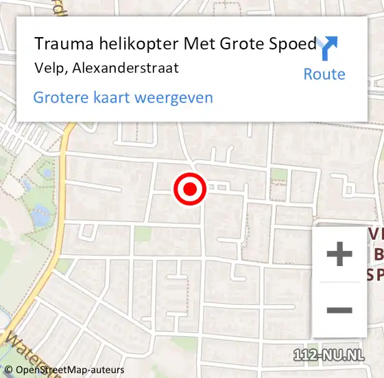 Locatie op kaart van de 112 melding: Trauma helikopter Met Grote Spoed Naar Velp, Alexanderstraat op 19 april 2022 06:30