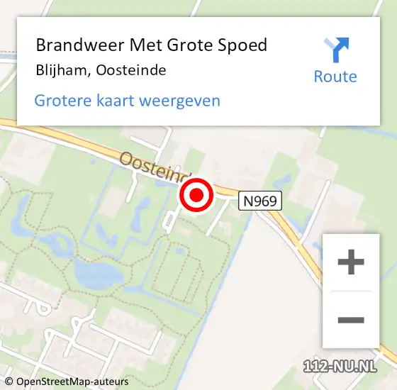 Locatie op kaart van de 112 melding: Brandweer Met Grote Spoed Naar Blijham, Oosteinde op 19 april 2022 06:39