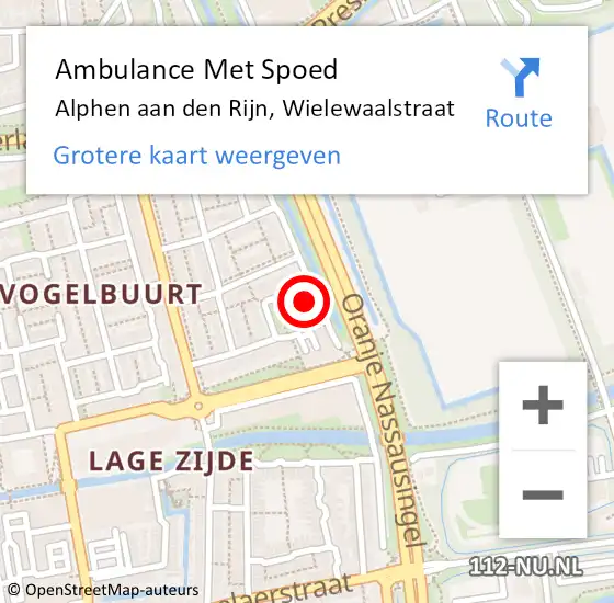 Locatie op kaart van de 112 melding: Ambulance Met Spoed Naar Alphen aan den Rijn, Wielewaalstraat op 19 april 2022 08:05