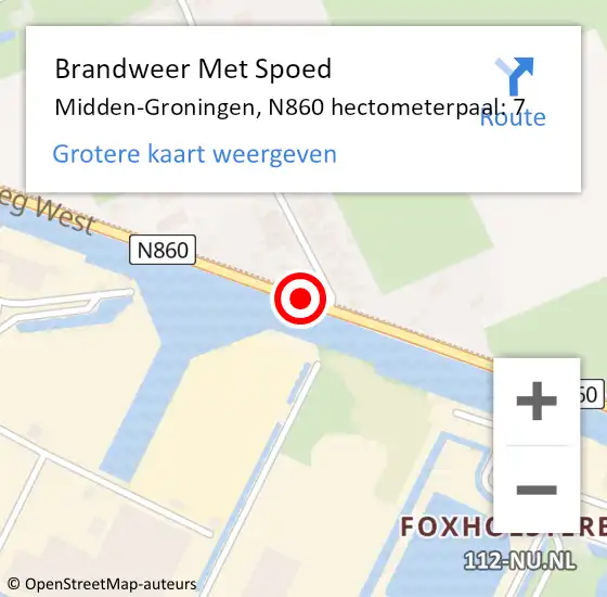 Locatie op kaart van de 112 melding: Brandweer Met Spoed Naar Midden-Groningen, N860 hectometerpaal: 7 op 19 april 2022 08:06